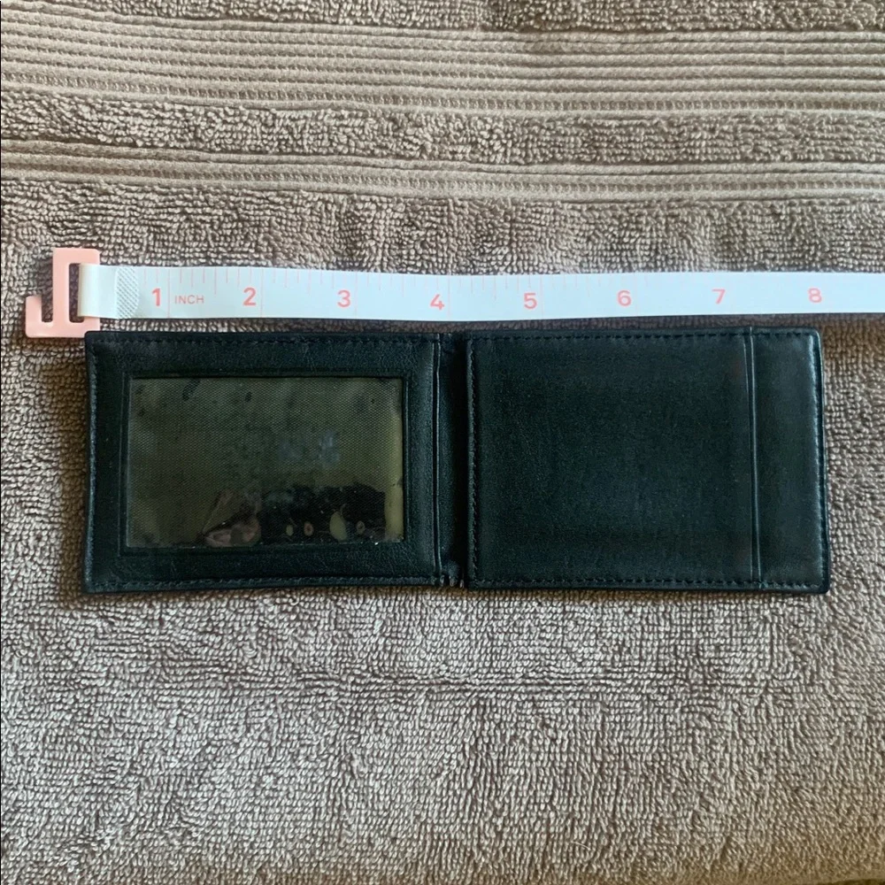 Perry Ellis Portfolio Black Genuine Leather Clip Wallet